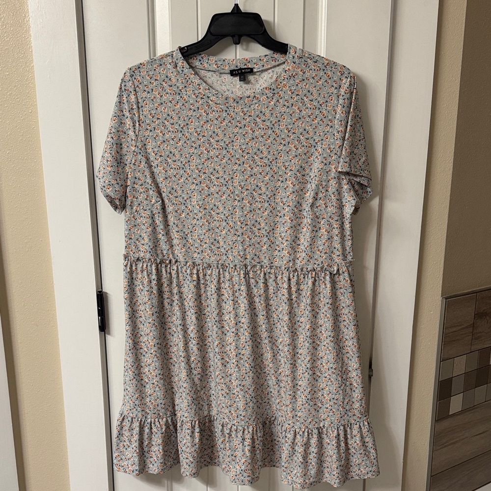 As U Wish Blue and Orange Floral Top